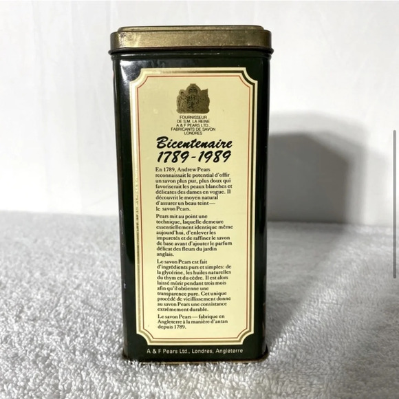 Vintage Pears Soap Green Bicentennial Decorative Tin 1789-1989 - Picture 6 of 14